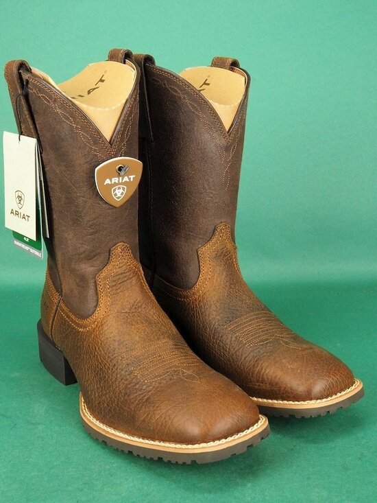 NEW Ariat Hybrid Grit Western Boot Mens 10 D Medium Earth/Alamo Brown Square Toe main image 4